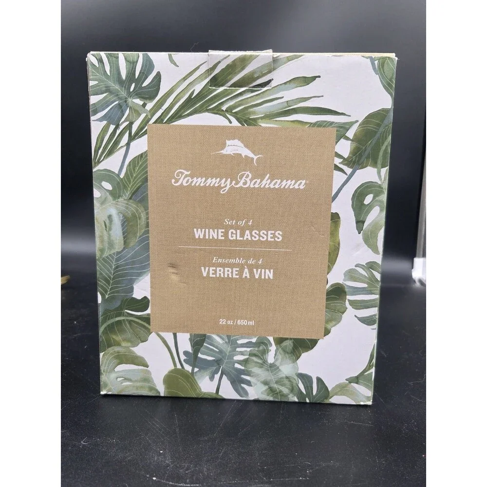 Set Of 4 Tommy Bahama Shatterproof BPA Free Wine Glasses Pink